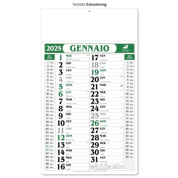 Calendario olandese maxi 2025 165VE verde/nero