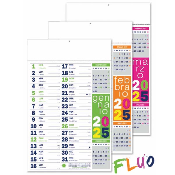 Calendario olandese 2025 253 Trimestrale Fluo