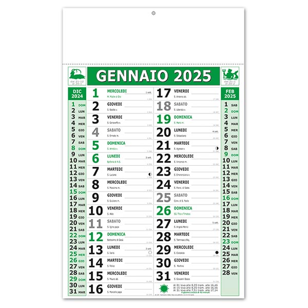 Calendario olandese 2025 257 Trimensile Large Verde/Nero