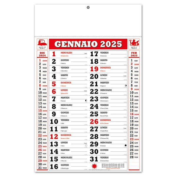 Calendario olandese 2025 261 Trimestrale Gigant Rosso/Nero