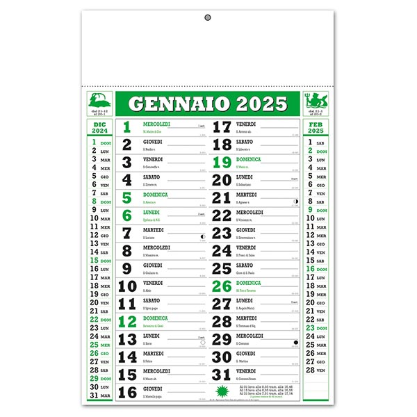 Calendario olandese 2025 261 Trimestrale Gigant Verde/Nero