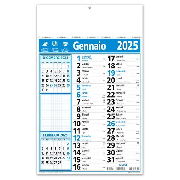 Calendario olandese promemoria 2025 267 Memo Blu Royal/Nero