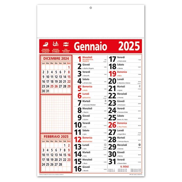 Calendario olandese promemoria 2025 267 Memo Rosso/Nero