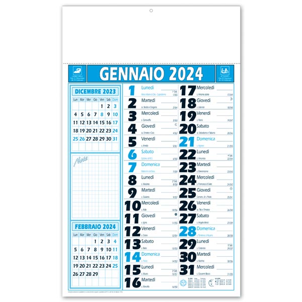 Calendario olandese promemoria 2024 267 Memo Blu Royal/Nero