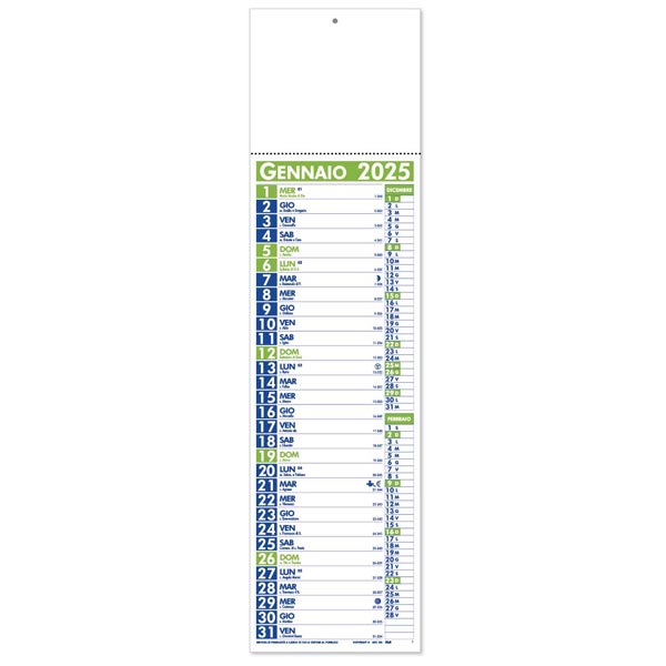 Calendario olandese silhouette 2025 102VE Cinesino Verde/Blu