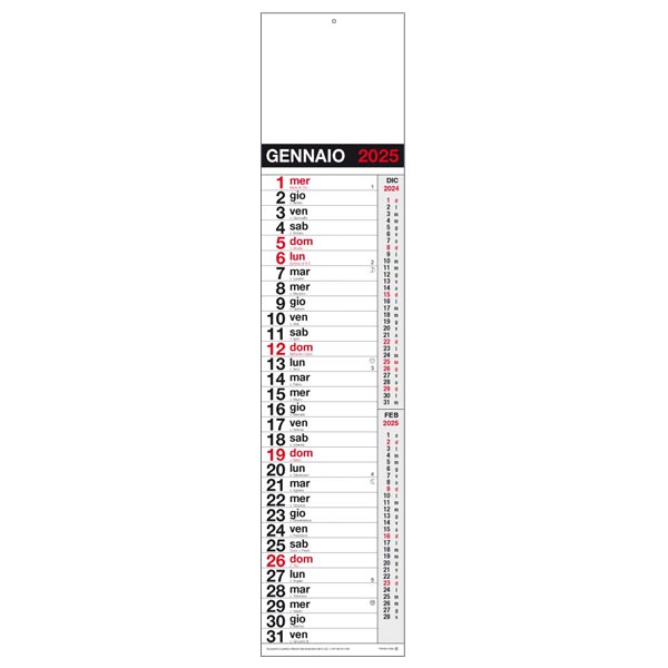 Calendario olandese silhouette 2025 820 rosso/nero